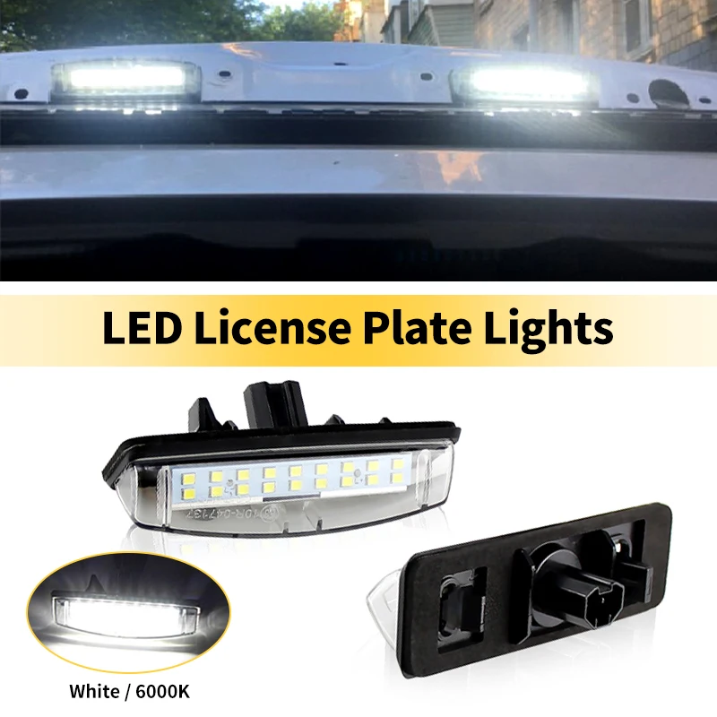 2PCS LED Number Lamp for Toyota Camry/Aurion/Avensis Verso/Echo 4D/Prius, License Plate Lights Car Assembly White Light Bulb 12V