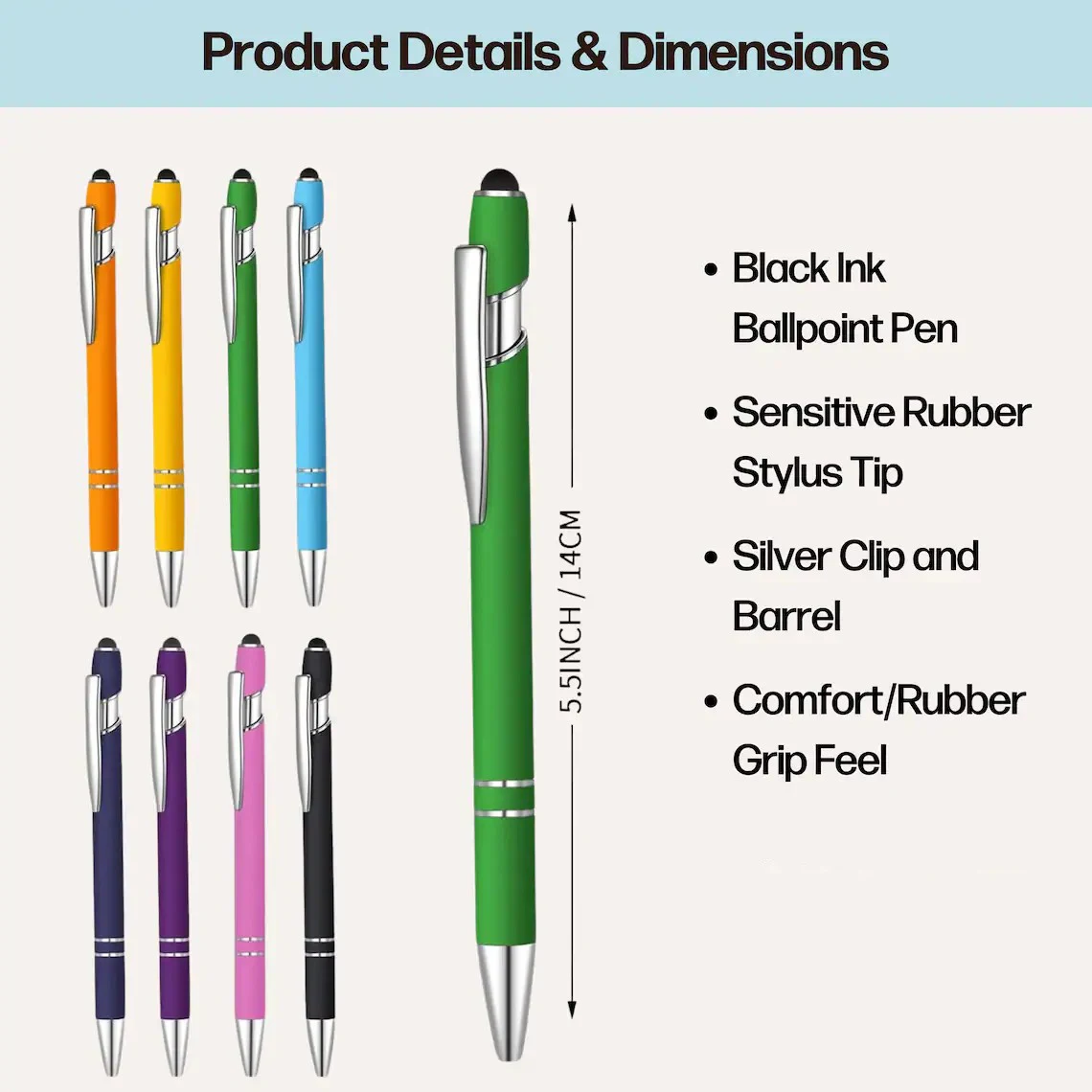 20 Pcs Custom Pens Stylus Bulk Corporate Gift Realtor Marketing Promo Custom Text Pen for Your Business Gift Office 1/5/10 Pcs