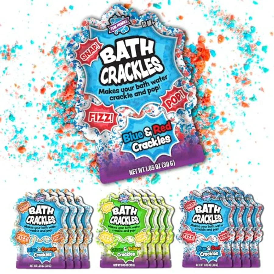  Bath Crackles Bath Toy, Variety 12 Pack Nontoxic and Fragrance-Free Makes Bath Water Crackle and Pop for a Unique Bath Swirl
