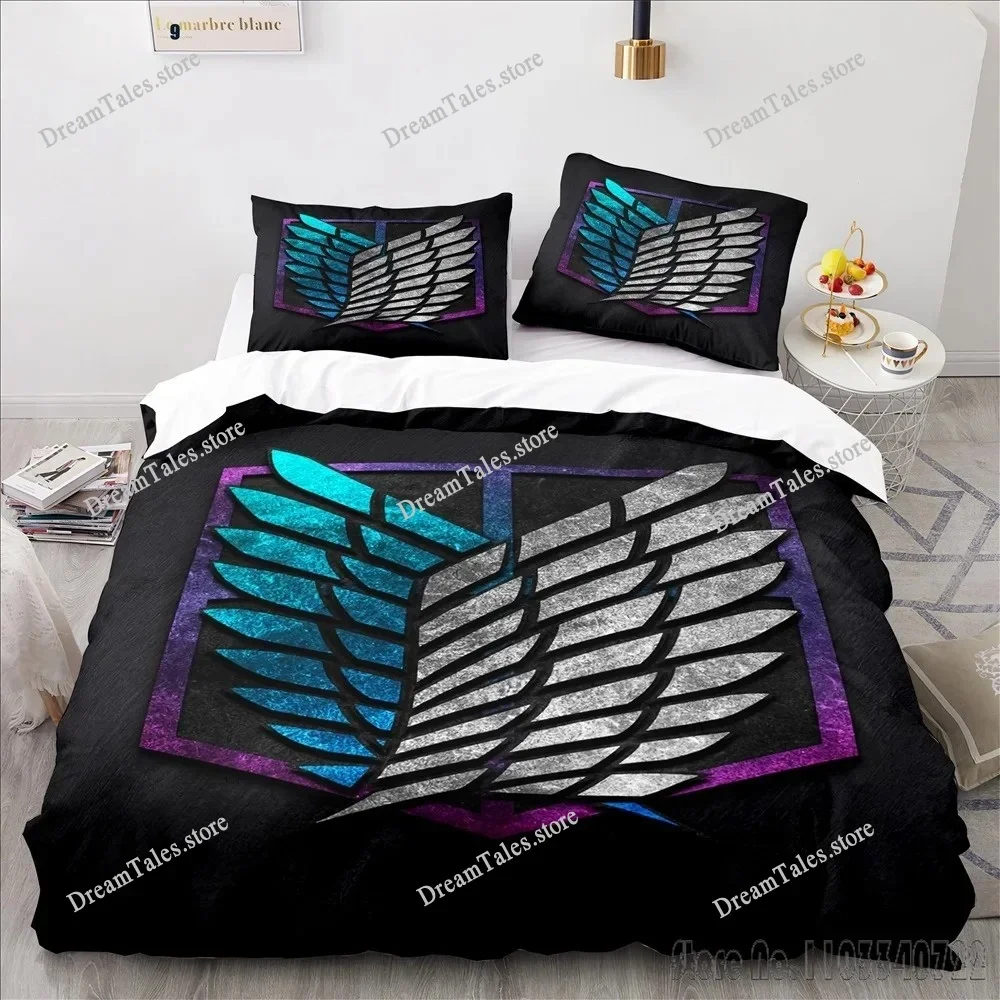 Exquisite 3D Anime Attack On Titan  Wallpaper Print Bedding Set Duvet Cover Comforter Bed Youth Kids Girls Boys Gift
