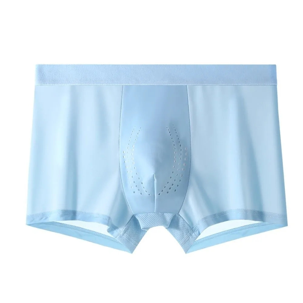 3 قطعة سراويل داخلية رفيعة من الحرير الجليدي منتصف الخصر مقاس كبير سراويل داخلية بوكسر من الحرير الجليدي ملابس داخلية بدون خياطة بلون واحد للرجال يوميًا