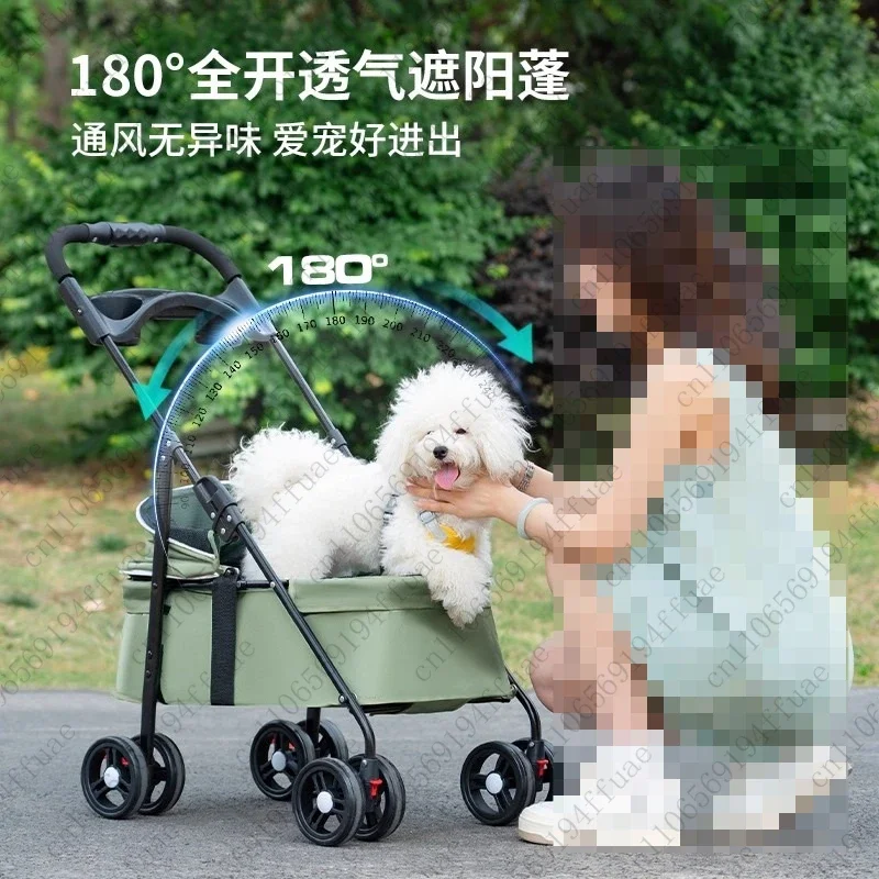 Pet Stroller Cat Teddy Handcart Dog Outing Lightweight Foldable Outdoor Small Pet Car