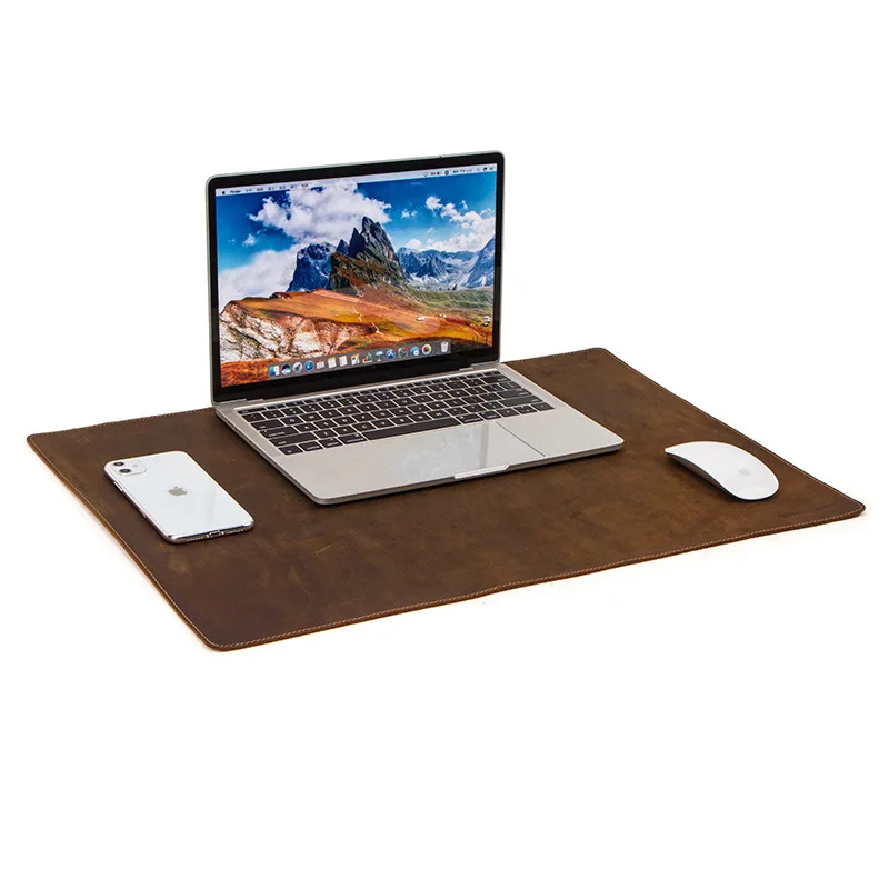 Retro Wild Horse Leather Laptop Desk Mat for Summer Heat Insulation and Comfort - Large Computer Mouse Pad - In Stock