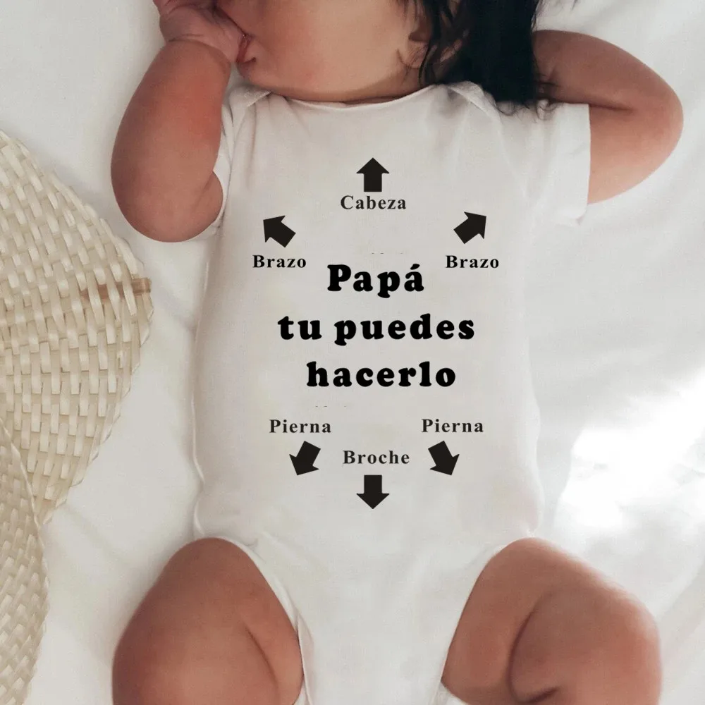 

Papa Tu Puedes Hacerlo Baby Bodysuits Cotton Short Sleeve Infant Rompers Body Newborn Boys Girls Ropa Jumpsuit Father's Day Gift