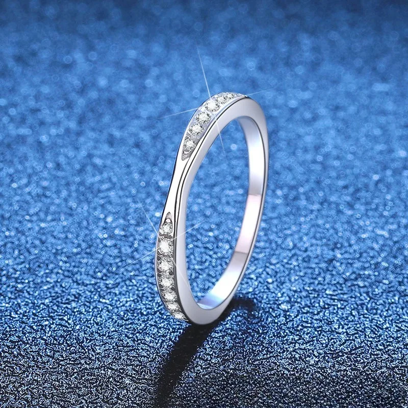 

Корейское минималистское штабелируемое кольцо из стерлингового серебра 925 пробы с муассанитом Eternity Band для женщин, повседневная одежда, ювелирные изделия