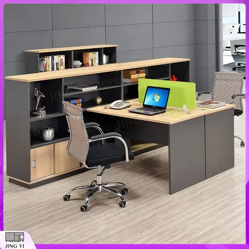 Modern 4-Person Office Workstation Desk with Card-Space Panel Financial Desk Combination for Call Center Lab Office Workspace
