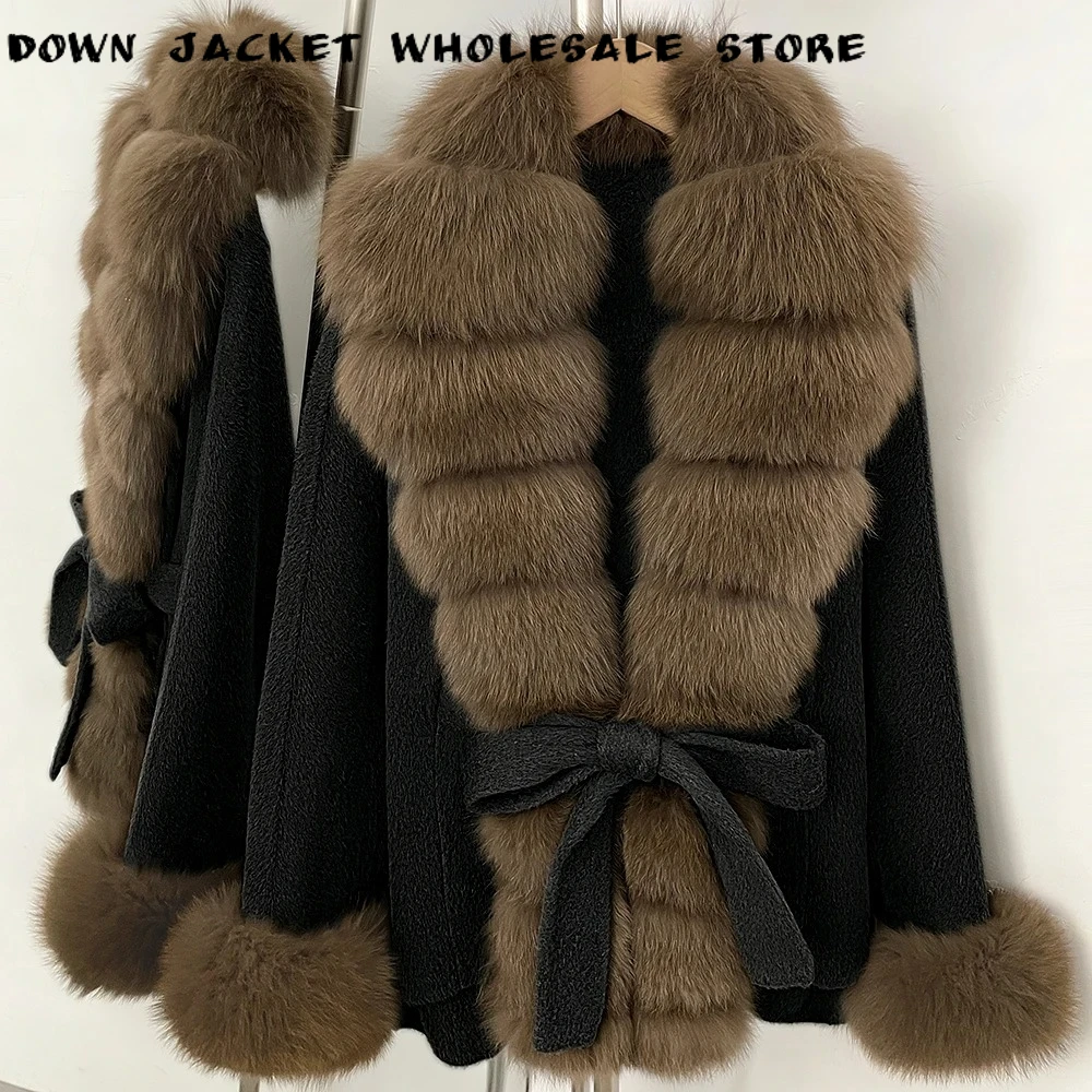 Women Double Face Wool Coat Longline Outerwear Warm Commuting Style Cold Season Ladies Loose Fit Woolen Overcoat for Daily Wear