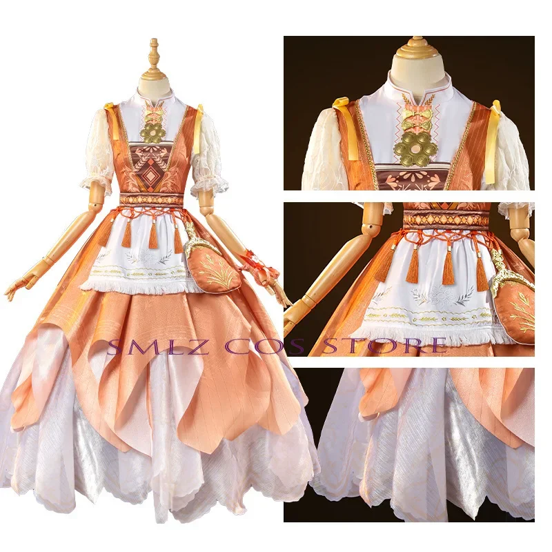 Game Infinity Nikki Cosplay Girl Nikki Hometown Breeze Cosplay Outfit Wig Lolita Orange Dress Suit Women Kawaii Gown Party Prop