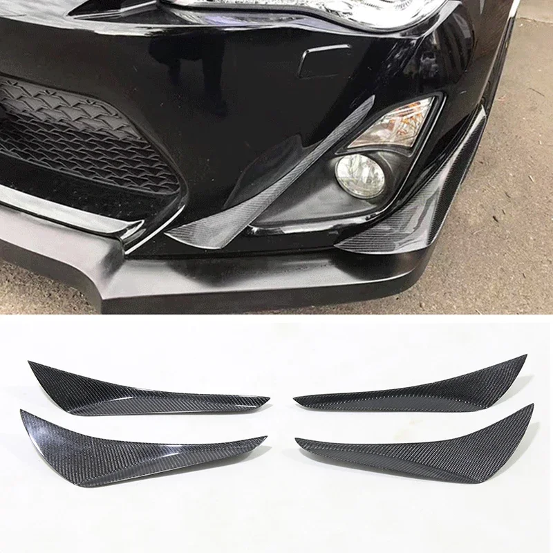 For 2012-2015 Toyota 86 GT86 BRZ Real Carbon Fiber Refitted Front Bar Wind Knife FRONT BUMPER TRIM 4PCS Add on Style