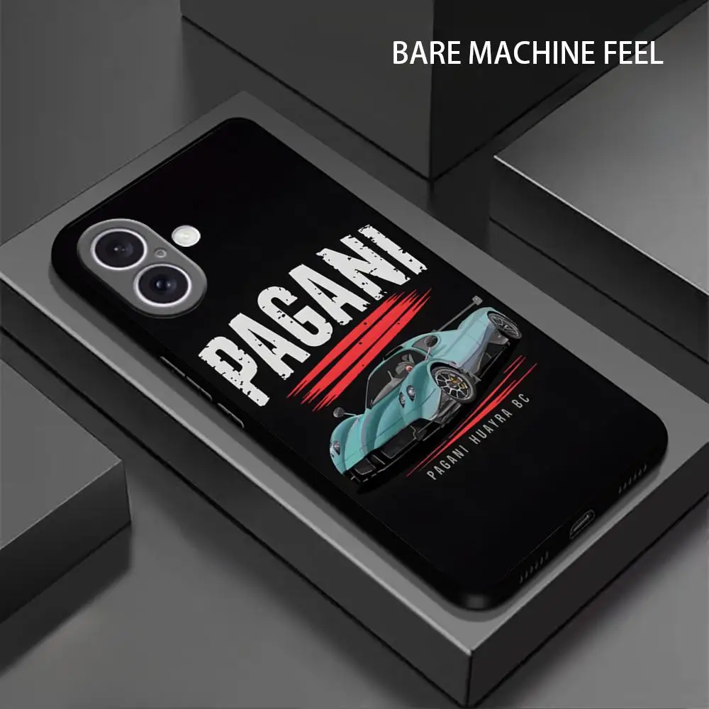 P-pa-gan-iES XR Supercar Phone Case For iPhone 16 15 14 13 12 11 X XR XS 8 Plus Mini Pro Max Soft black Shockproof Cover