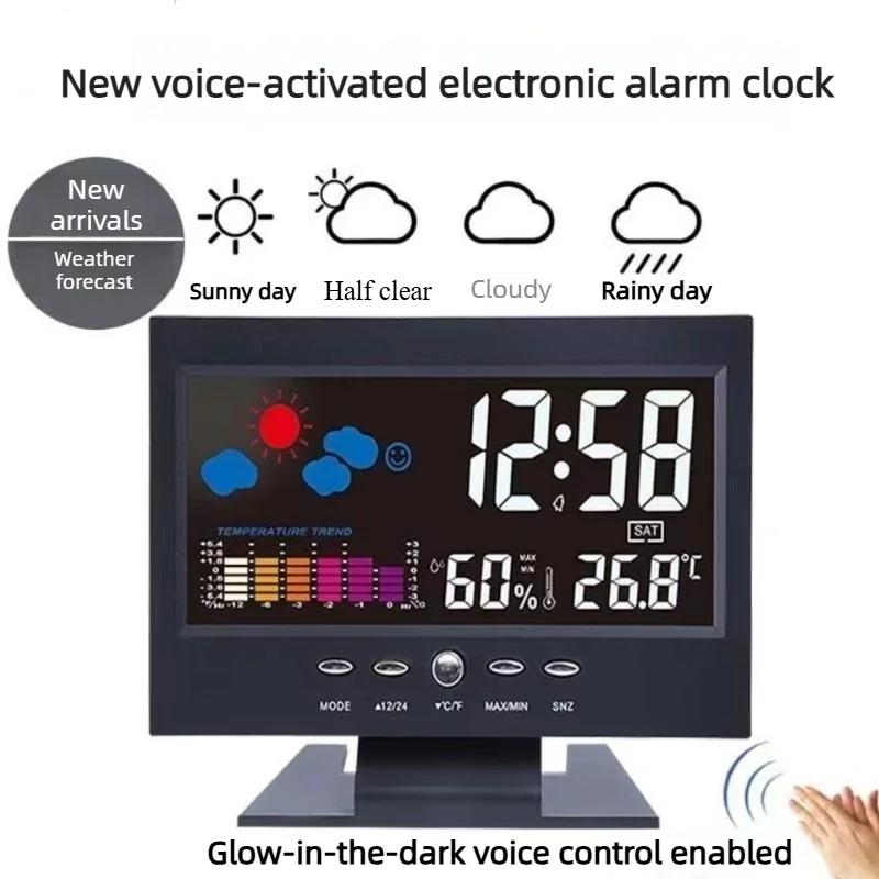 New Calendar Clock, Electronic Weather Alarm Clock, Color Screen, Weather Watch, Indoor Temperature and Humidity Meter, Clock