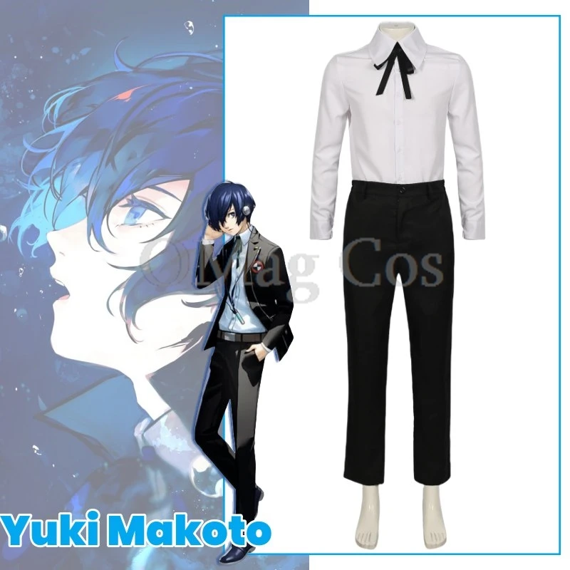 Yuki Makoto Cosplay Costume Set, Jogo de Anime, Uniforme, Roupas, Peruca, Vestido Performance, Unisex, Festa de Halloween