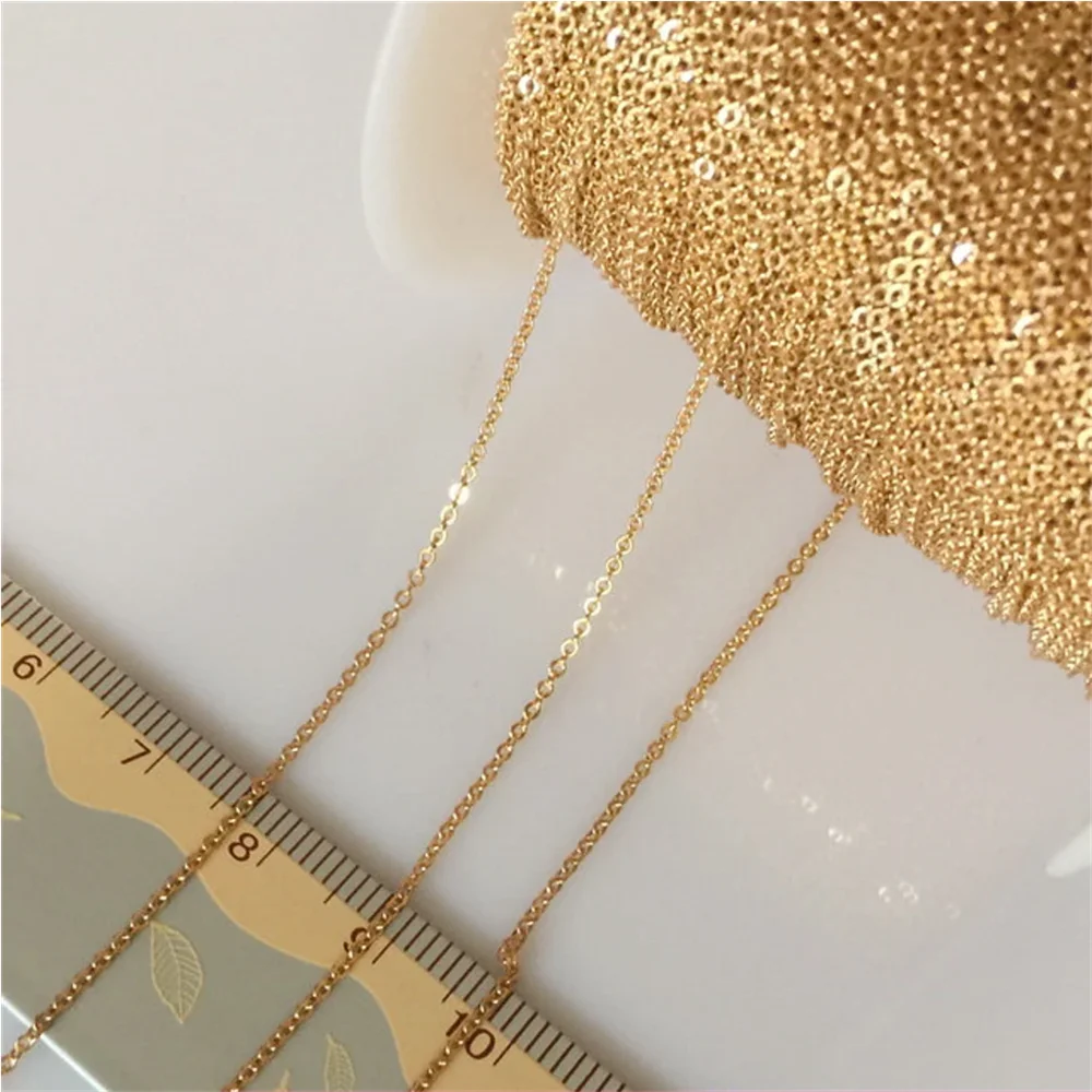 14K Gold Filled Bulk Unfinished Hammered Flat Cable Chains for Necklace Bracelet 100cm/3.28ft