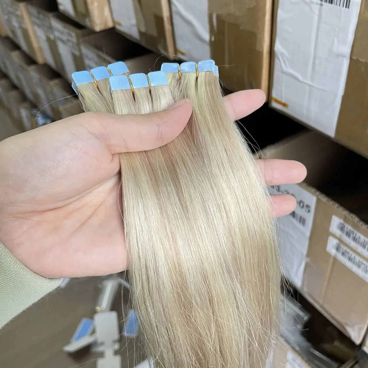 تسليط الضوء على شريط أشقر صغير الشعر التمديد مستقيم 12-24 بوصة شريط سلس الشعر البشري 10 قطعة/الحزمة