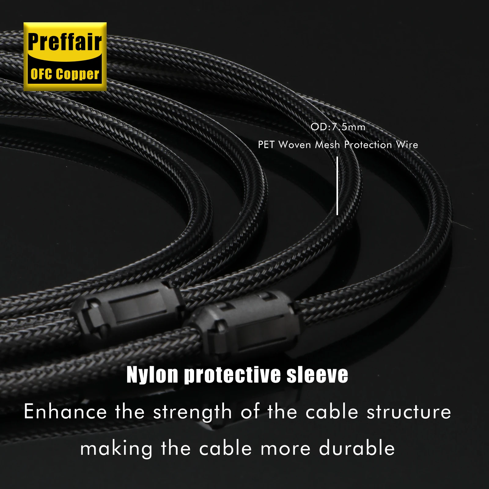 Premium Preffair OFC Copper RCA Audio Cable-Hi-Fi Audio 2RCA to 2RCA Interconnect Cable with 24K Gold-Plated Connectors