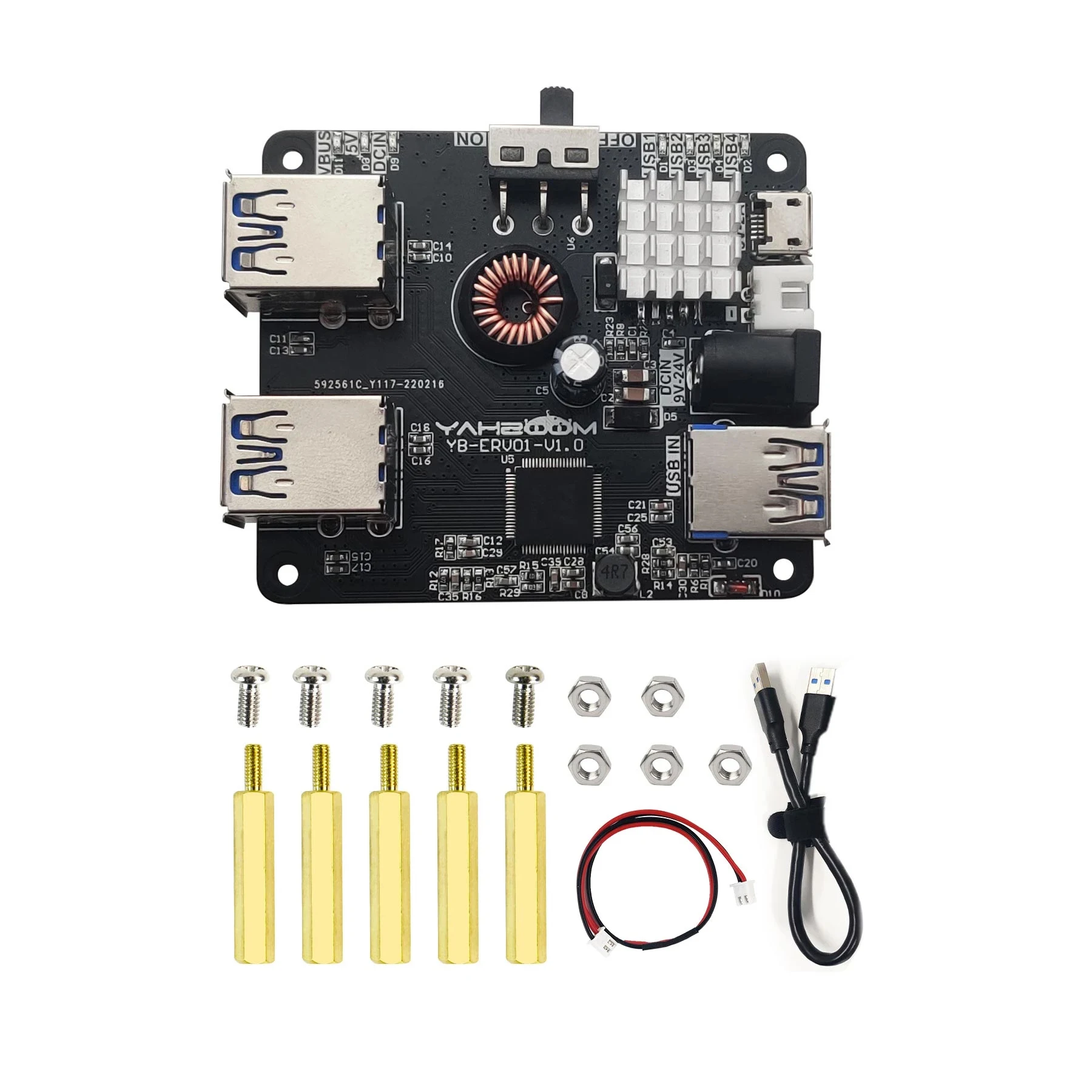 Imagem -03 - Placa de Expansão Robô Raspberry pi Usb 3.0 5gbps Hub até 5a Potência Atual Rpi 4b 3b Plus Robôs Jetson Robôs