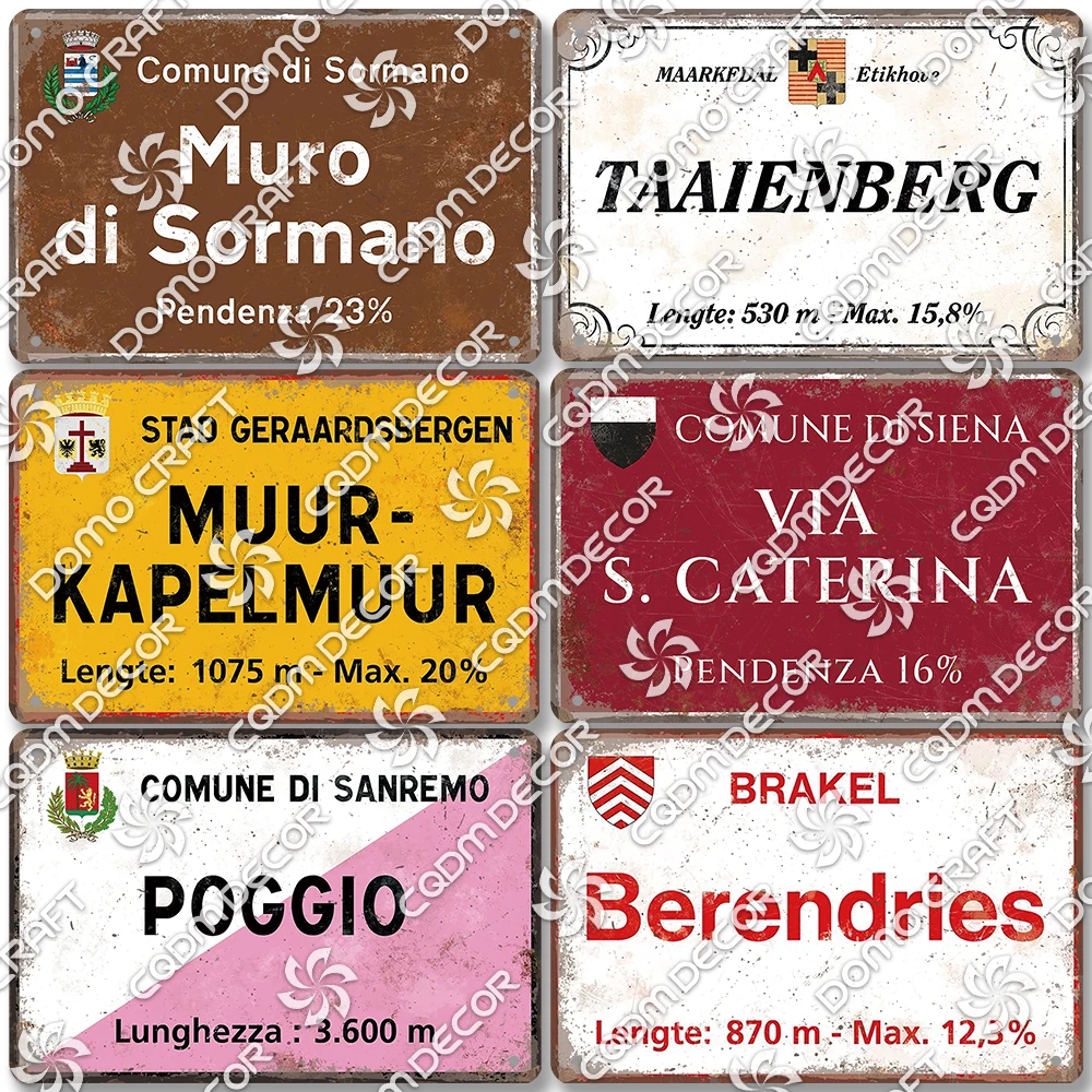 Cycling Race Landmark Tin Sign Vintage Metal Poster Road Signs Metal Plates Wall Art Decor for Bar Pub Club Garage Home