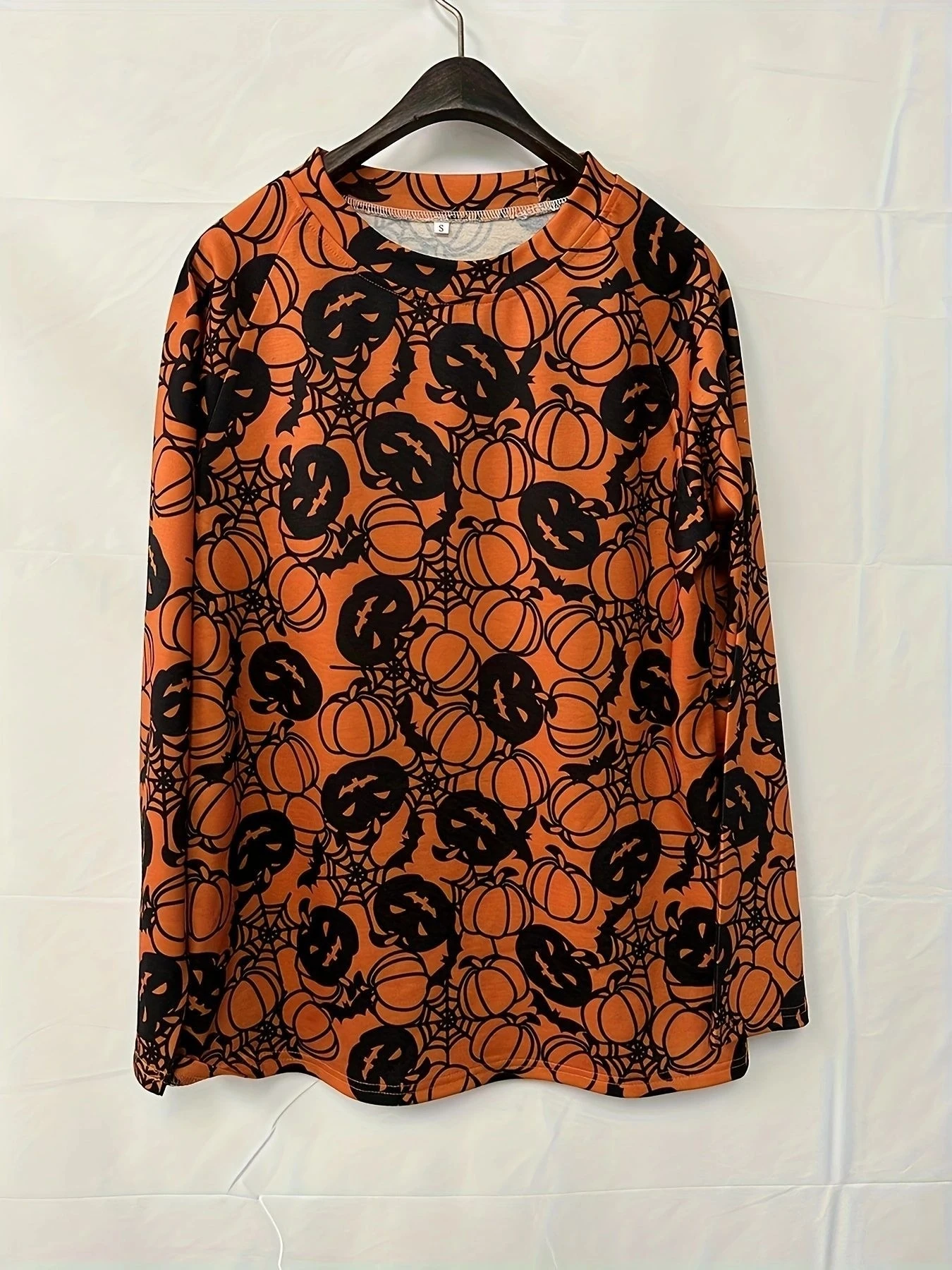 Suda hoada de manga larga con estampado de calabaza de loween, cseta de moda informal para mujer, otoño e inviern...