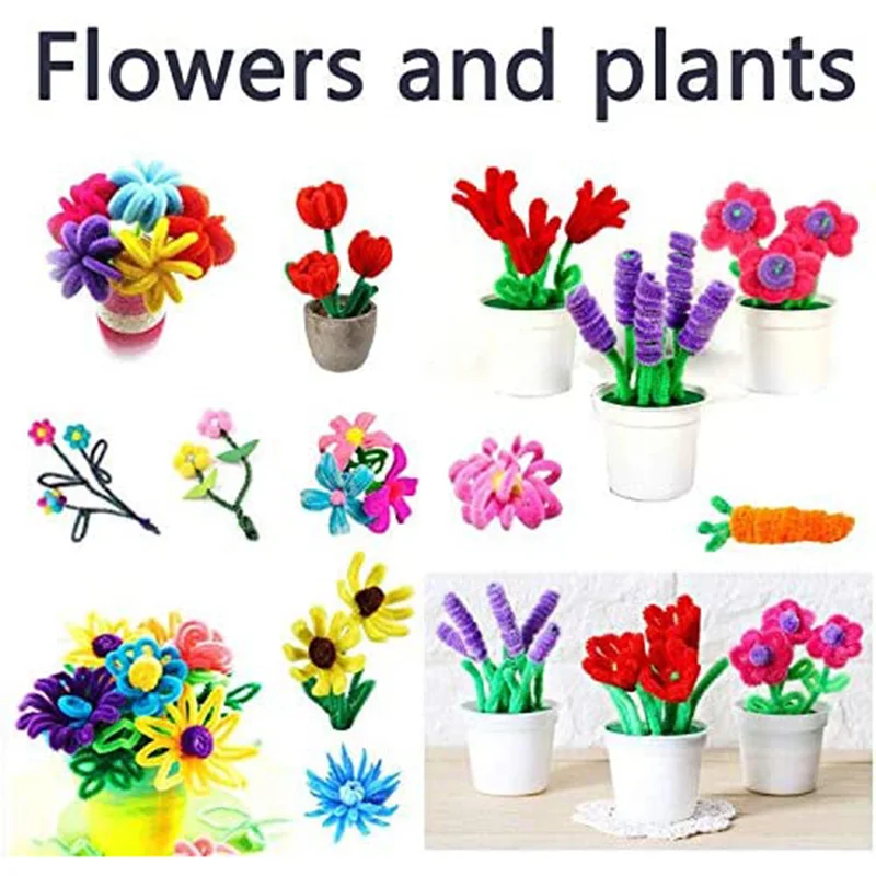 YSUN-200Pcs Pipe Cleaners Chenille Stems Kids DIY Craft Educational Art Creative Crafts Decorations