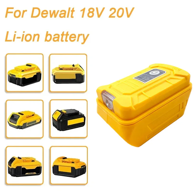 For Dewalt 18V 20V DCB205 DCB200 With Dual USB Port Fast Charging Li-ion Battery Adapter Portable Power Supply LED Light