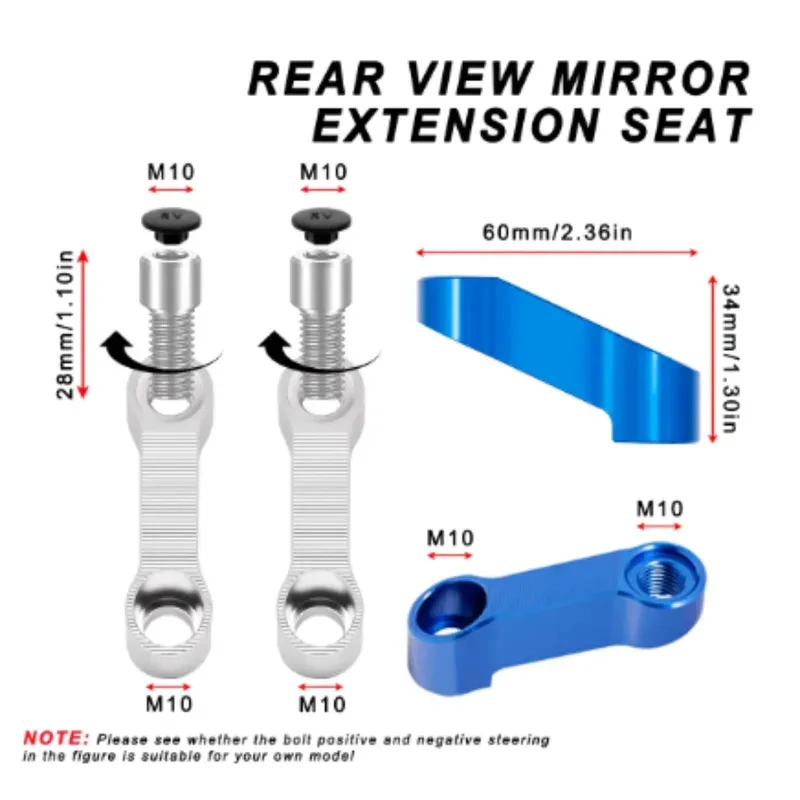 Motorcycle Rearview Extension Adapter Mirror Extender Adapters Riser Supplies Rear View Mirrors Extend Base