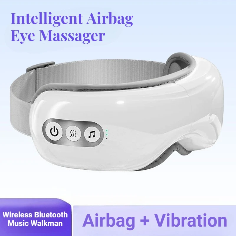 

Интеллектуальный массажер для глаз с воздушной подушкой, вибрацией и подогревом, полностью закрывающий глаза, с Bluetooth, комфортное массажное устройство