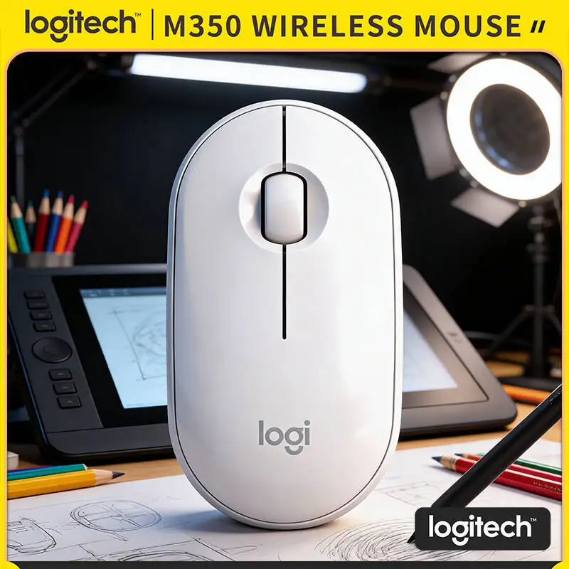 Logitech M350 Portable Mouse - Slim Pebble Shape, Silent Clicks, 18-Month Battery, 10m Range, Fits Pocket for Business Trip