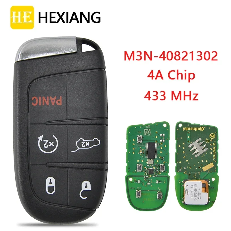 

HE Xiang Car Remote Key For Jeep Compass Renegade Fiat M3N-40821302 4A Chip 433MHz Original PCB Keyless Entry Card SIP22 Bladel