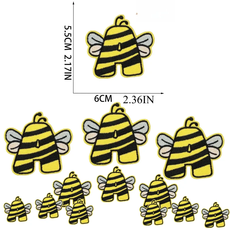 Bee Element English Letter Embroidery Cloth Sticker  Embroidery Iron on Patch Cartoon Bumblebee Patch Sticker
