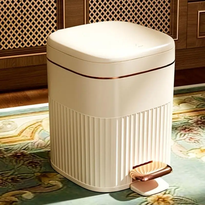 Fässerförmige Fußpedal-Metall-Haushaltsmüll kann Mülleimer mit Deckel für Küchenbäder und Arbeitsbereiche treten