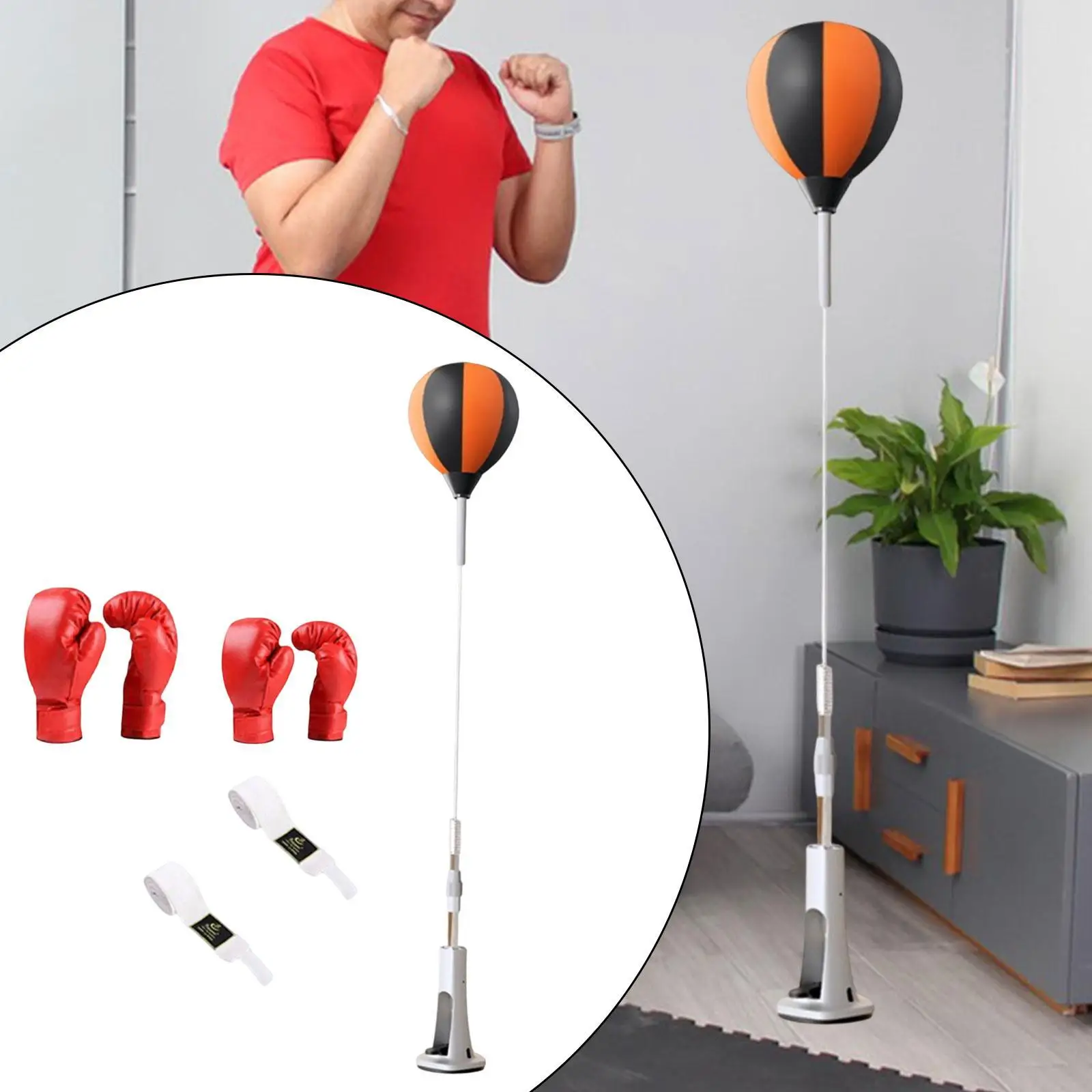 

Boxing Reaction Ball Target with Gloves Vertical Agility Floor Standing Boxing Equipment Speed Ball for Fitness Mma Home Gym