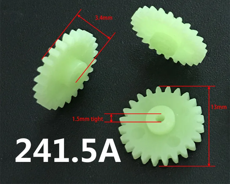 241.5A 0.5M Gear Wheel 24 Teeth Hole 1.5mm Tight DIY Model Toy Motor Parts Pinion Accessory 10pcs/lot