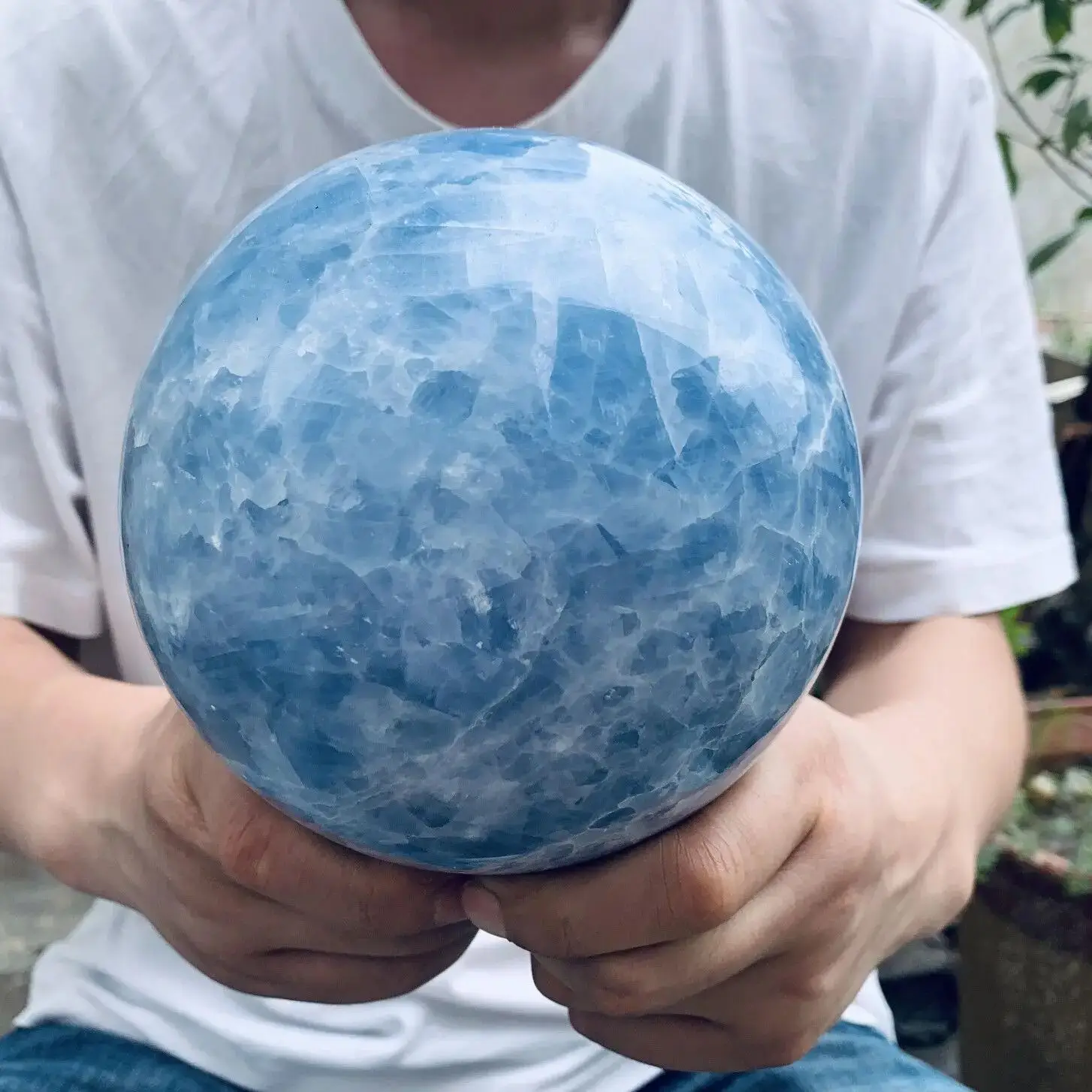 Huge Magical Natural Blue Calcite Ball,Quartz Crystal Energy Ball,Mineral Reiki Healing Stone Degaussing Magic Divination Ball