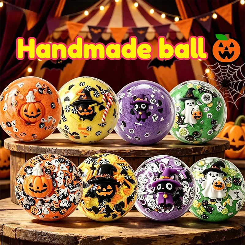 Halloween Handmade Squishy Ball Slow Rise Fidget Ball With Pumpkin Ghost Decor Adults Stress Relief Decompression Squeeze Gift