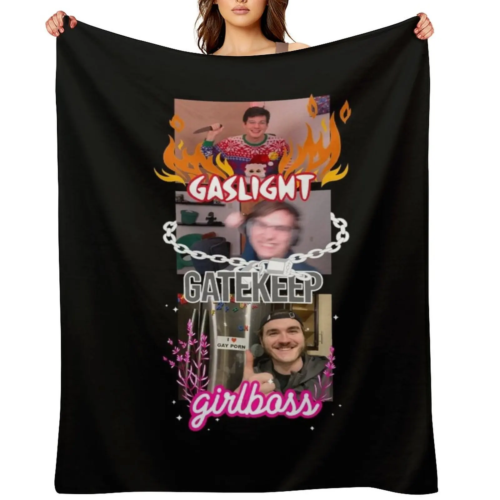gaslight gatekeep girlboss chuckle sandwich Throw Blanket Sofa Quilt Bed Fashionable Luxury St Custom Blankets