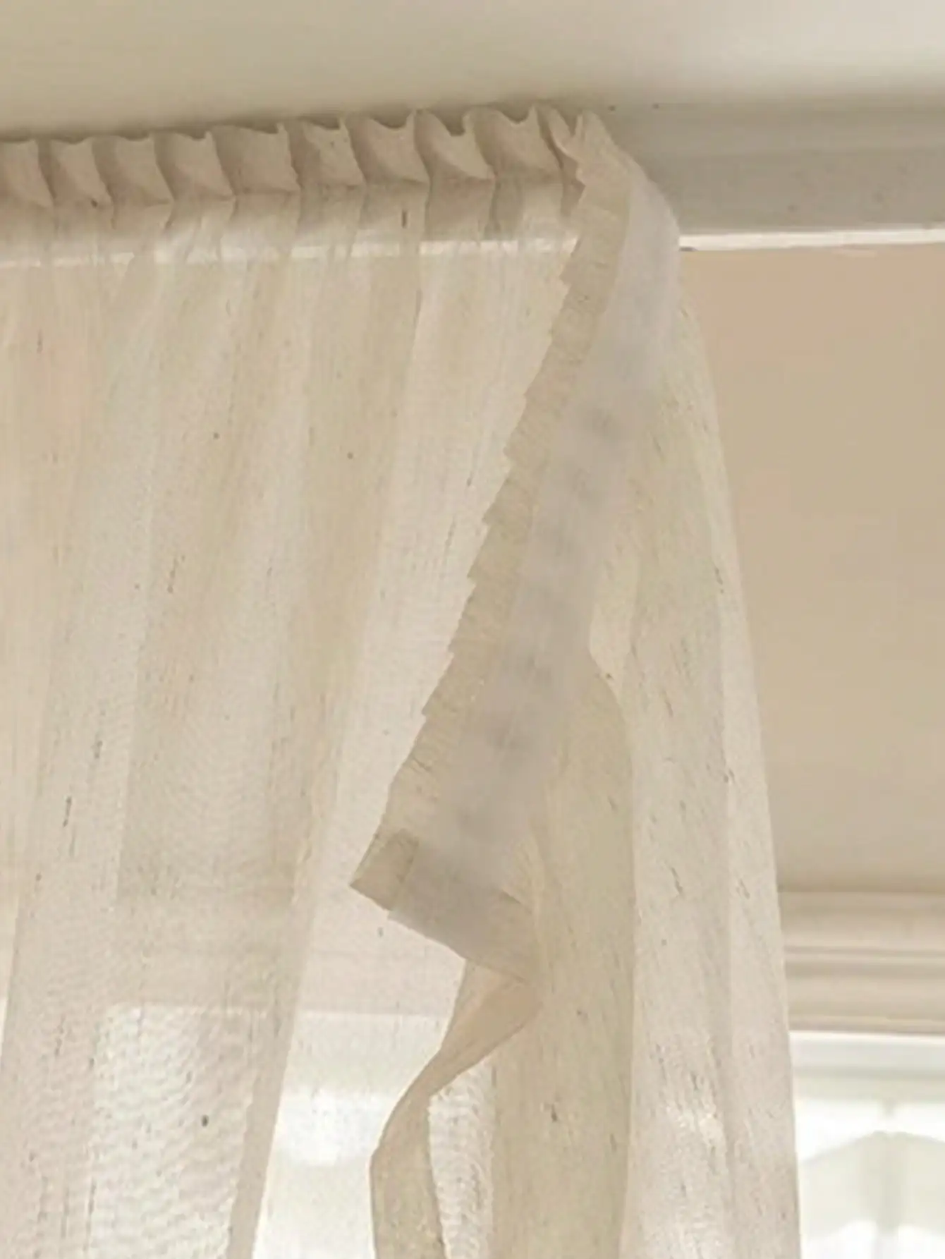 Japanese linen style screen  bedroom living room window screen curtain hook and loop fastener