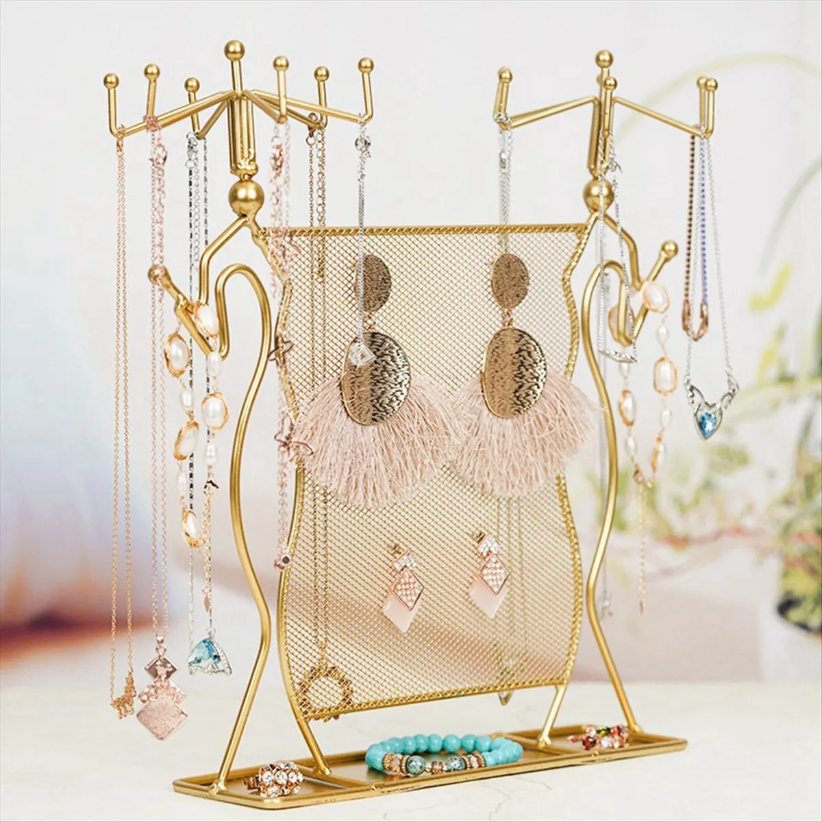 【coupon-】{0}rotating-jewelry-rack-grid-earrings-storage-rack-ring-bracelet-necklace-display-stand