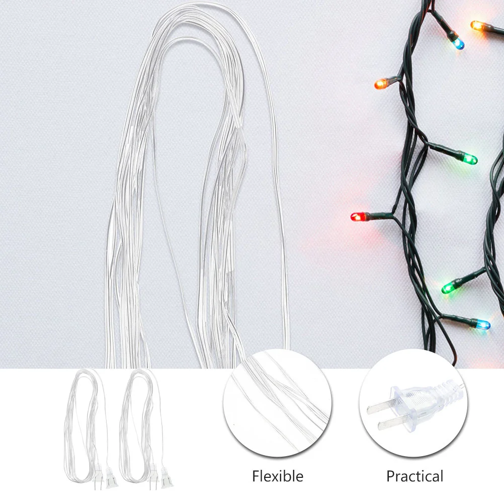 2 Pcs LED Extension Cord Curtain Lamp Cable Ice Bar Light Accessory for Plug Tool