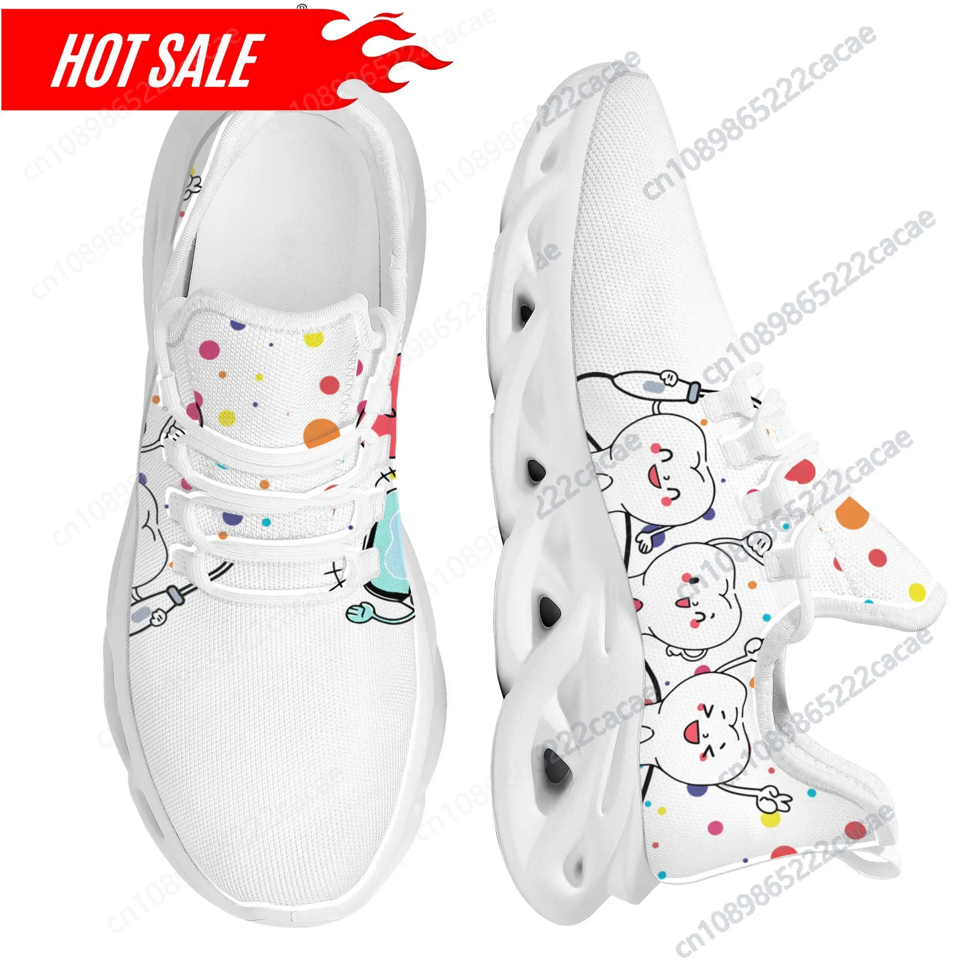 Nieuwe Trend Vrouwen Flats Cartoon Tandarts Tandpatroon Casual Schoenen Ademend Mesh Dames Sneakers Zapatos Mujer 2024