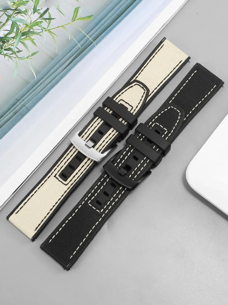 Suitable for Mido Helmsman Observatory Strap Men's M038.431 Series Canvas Silicone Watch Strap 22mm