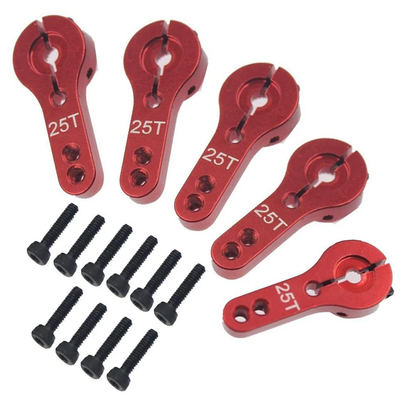 10 pezzi 25T servo corna in alluminio filettatura M3 braccio sterzo in metallo per RC auto camion Buggy aereo-blu e rosso