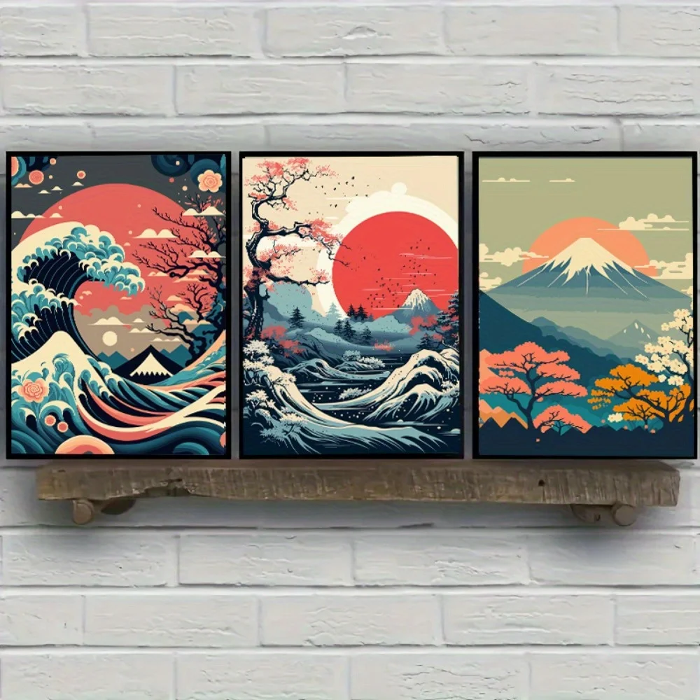 منظر طبيعي ياباني عتيق ملصقات فنية على الحائط مطبوعات ، جماليات المناظر الطبيعية ، لوحة قماشية ، صورة لغرفة المعيشة ، ديكور المنزل