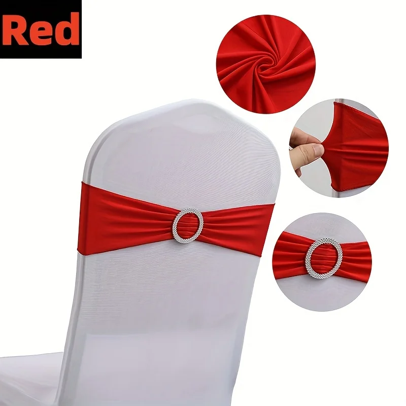 50PCS Reusable Elastic Chair Bands Adjustable Knot Decor Durable Seat Accessories for Wedding Home Hotel Banquet and Party Use