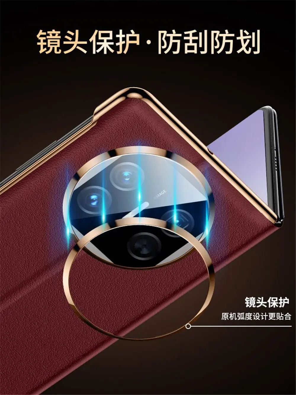 Funda con tapa magnética de cuero genuino para Huawei Mate X5/X3, cubierta con soporte para ventana inteligente