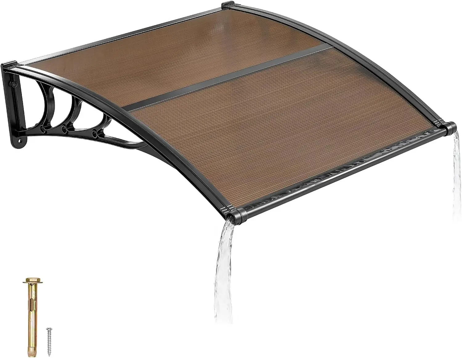 

Навес для двери из поликарбоната 38 x 40 дюймов с дренажем и кронштейном из АБС-пластика для защиты от солнца, УФ-излучения, дождя и снега, коричневый