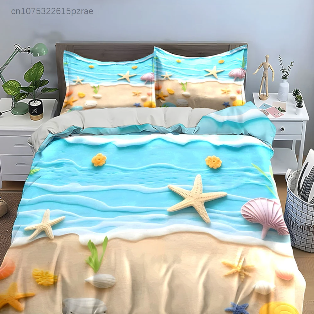 Beach Decor Accessories Set Multiple Sizes kid's And adults' Bedroom Exquisite 3PC Bedding set, Gift 3