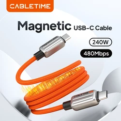 CABLETIME Magnetic 240W PD Cable USB C to USB C Fast Charger Adapter Type C to C Power Cable for Laptop Macbook Samsung iPad