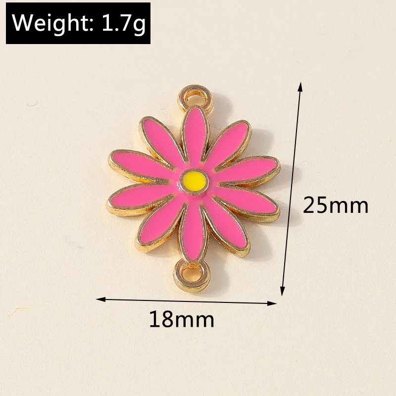 Leslie 10 Stück doppelseitige bunte Gänseblümchen-Blumenanhänger mit zwei Löchern für die Schmuckherstellung, Armband, Halskette, DIY-Schlüsselanhänger – Detail 2