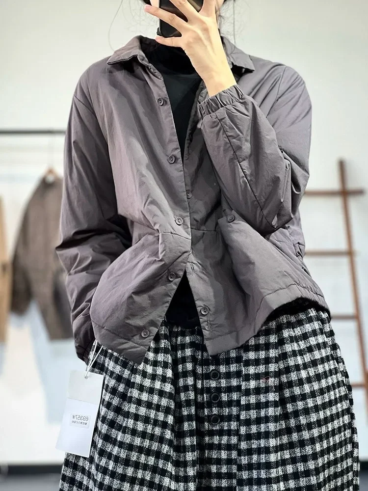 

Retro Color Cotton Women's Autumn Winter Loose Casual Versatile irt Warm Cotton Coat Polyester Fiber Blend