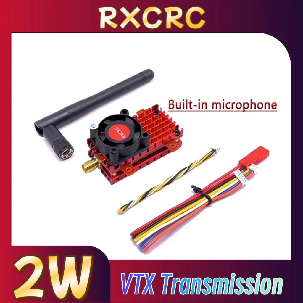 RXCRC 5.8G Module 48CH 2000mW VTX Transmission Power Adjustable Built-in microphone for RC FPV Long Range Fixed-wing Drones.